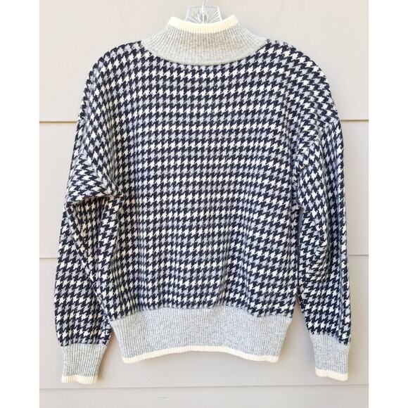 Liz Claiborne Collection Lambswool Angora Houndstooth Sweater M Preppy Twee - Picture 2 of 10